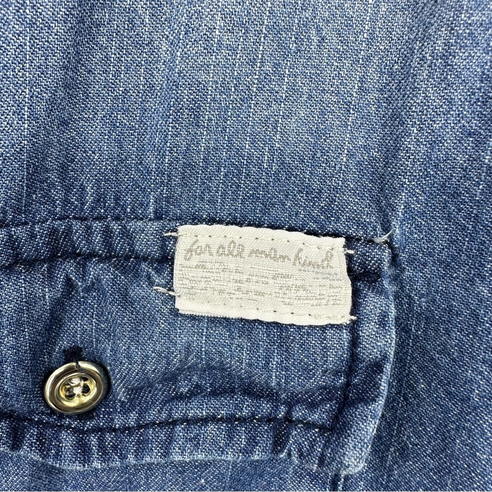 7 For All Mankind Shirt Dress Long Sleeve Chambray Denim Blue Size L Girl - Picture 8 of 8